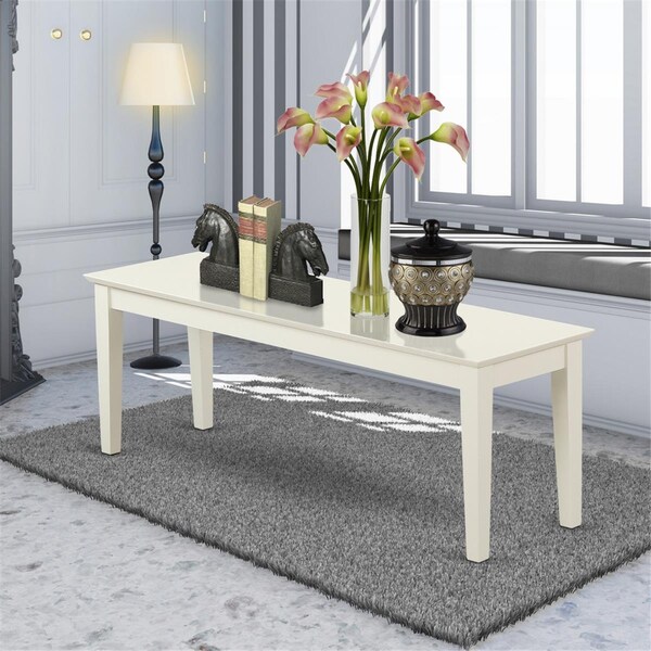 East West Furniture Capri Bench with Wood Seat - Linen White CAB-LWH-W - main